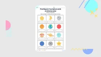 Practiquem l'escriptura amb el sistema solar